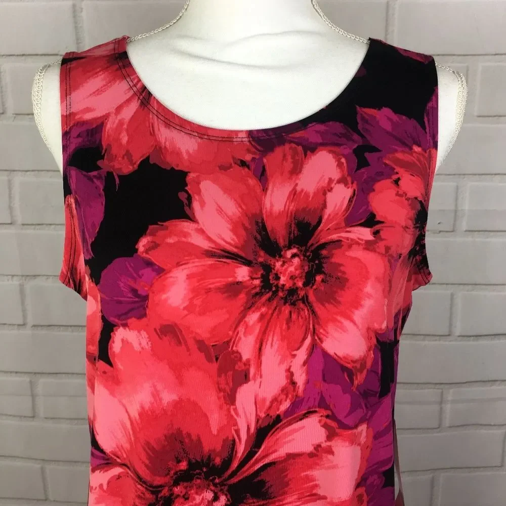 Red Floral Sleeveless Boat Neck Maxi Dress size M medium NWT